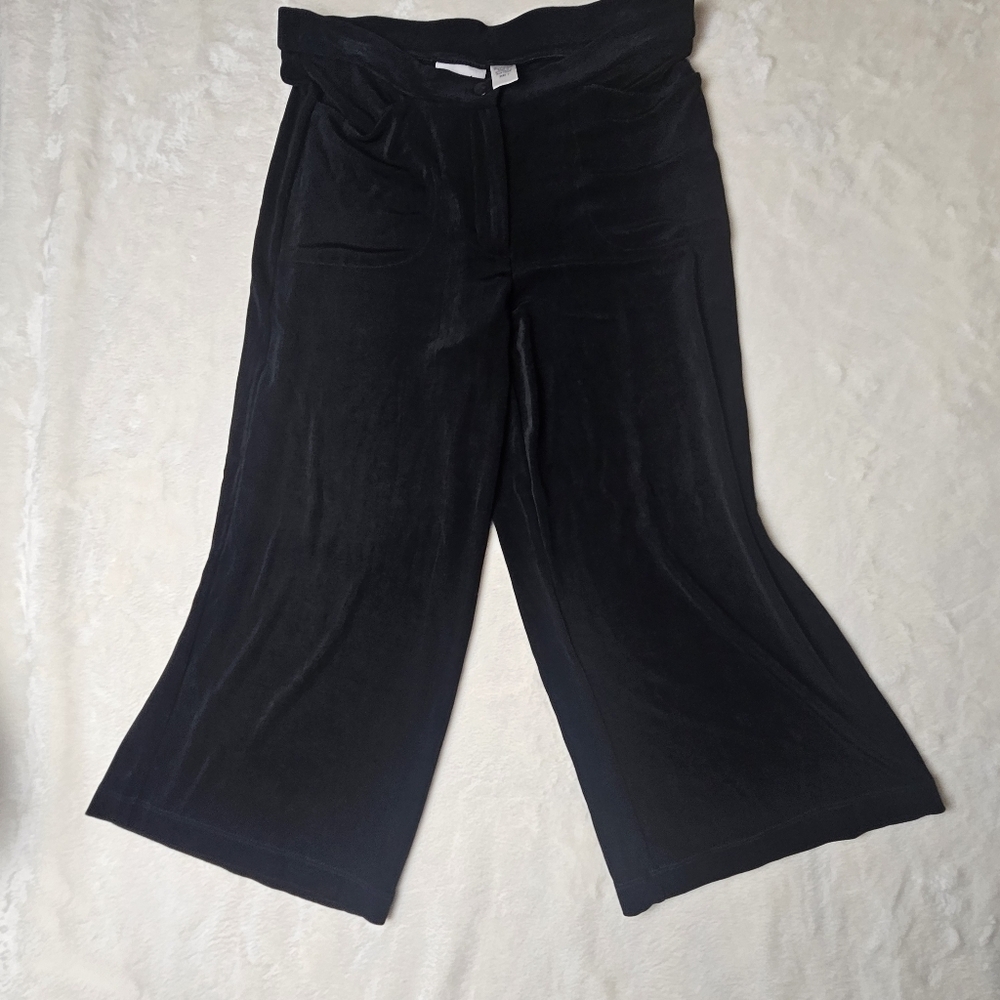 Chicos Travelers Pants Medium Black No Wrinkle Straight Leg Size 1 - Picture 2 of 8